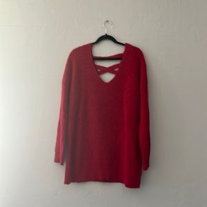 Plus size Torrid red sweater with cross back design
